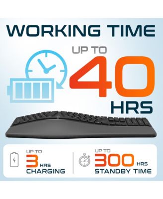 KB250 Ergonomic Wireless Rechargeable Keyboard with Wrist Rest Pad