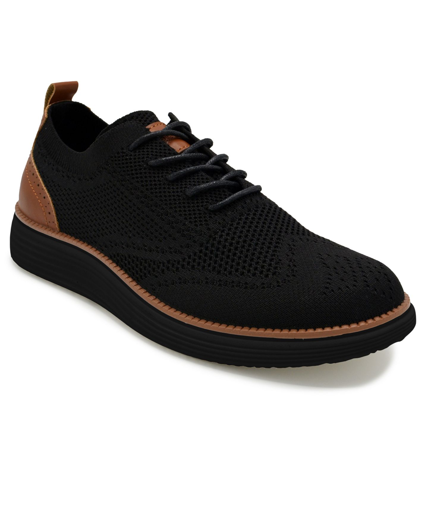Обувь Akademiks Men's Olney Wingtip Knit Oxford Shoes, цвет: Чёрный — фото 1