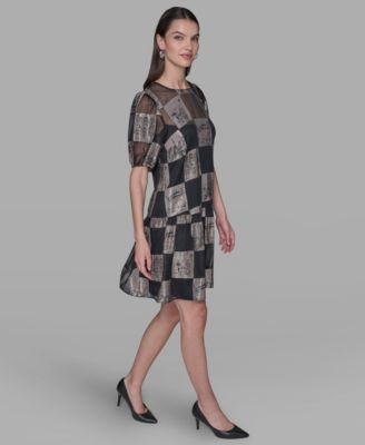 Women's Graphic Burnout Printed Crew Neck Dress