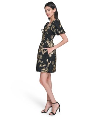 Women's Square Neck Puff Sleeve Dress