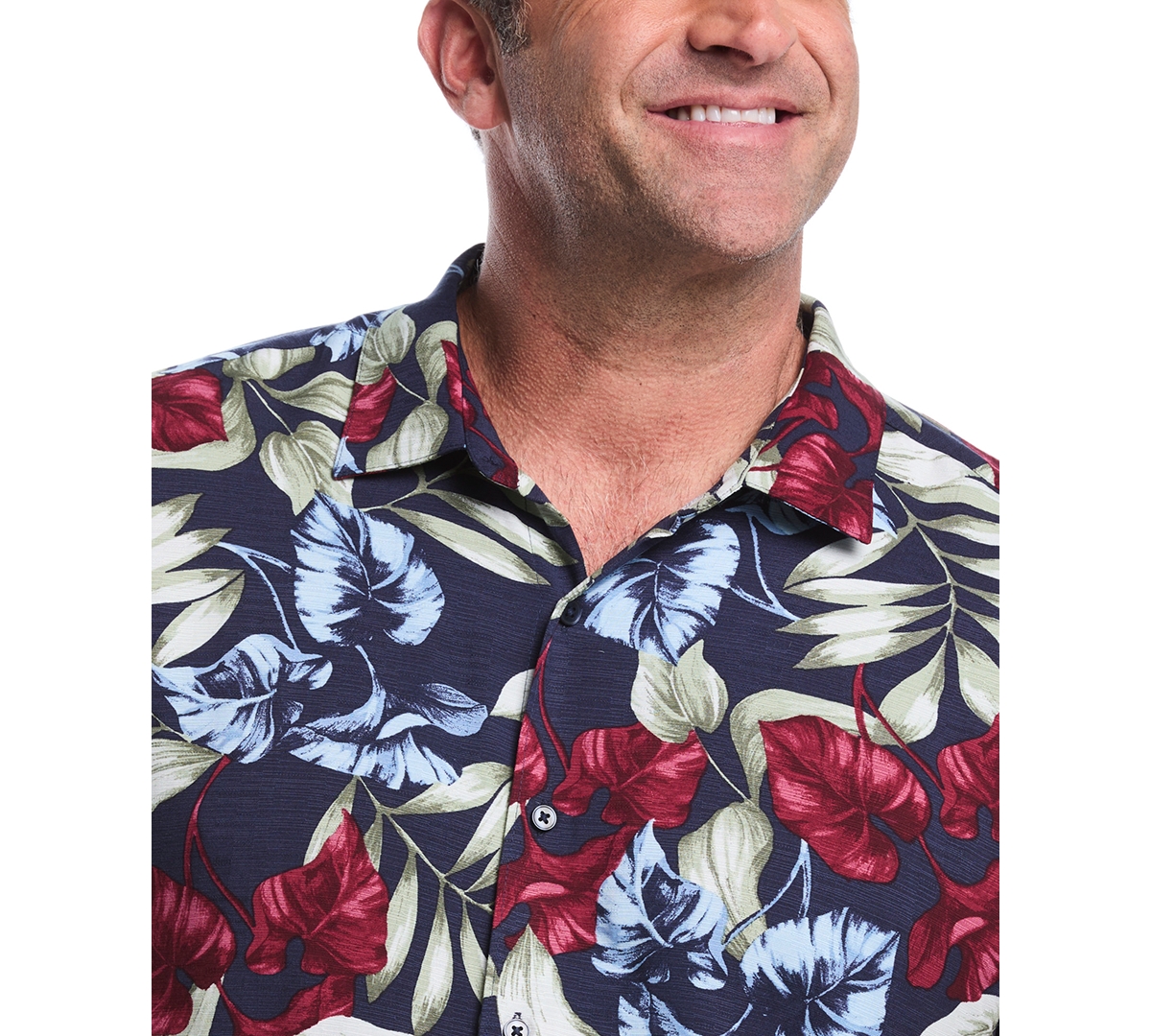 Cubavera Men's Big & Tall Short Sleeves Floral Print Shirt In Blue