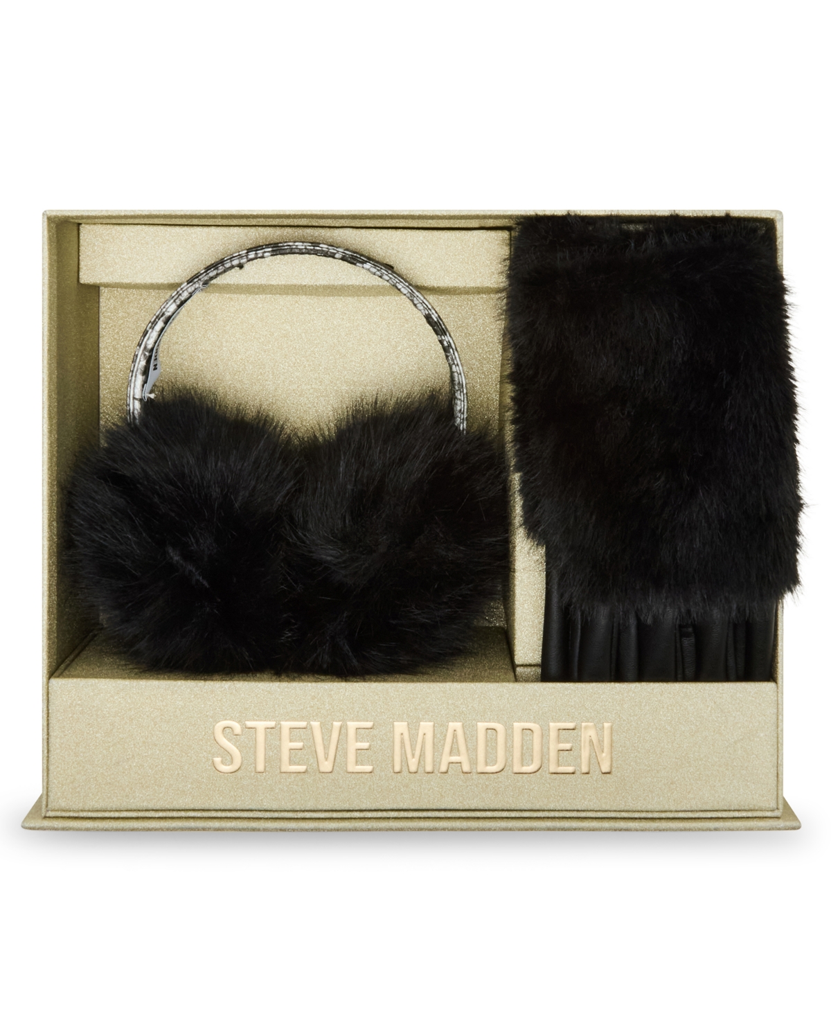 Steve Madden Women's 2-piece Snake Band Earmuff And Gloves Gift Set In Brown
