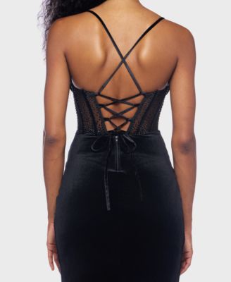 Junior's Sweetheart Neck Lace-Up Back Gown