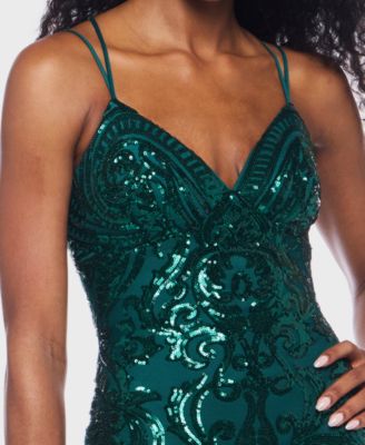 Juniors' Sequin-Pattern Lace-Up V-Neck Gown, Created for Macy's