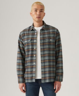 Men's Relaxed Fit Long Sleeve Button Front Worker Shirt