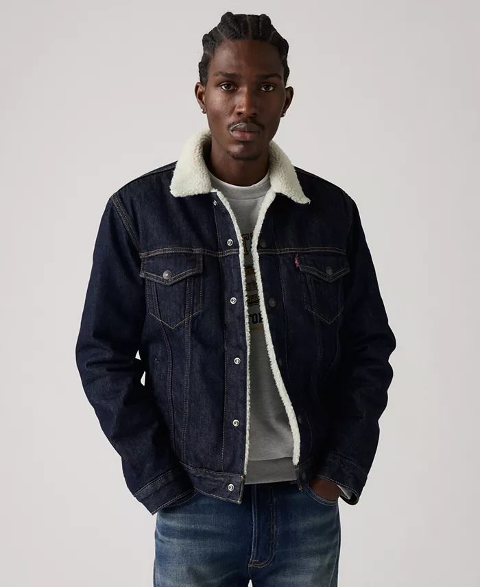 Men's Regular Fit Sherpa Denim Trucker Jacket - thumbnail 4