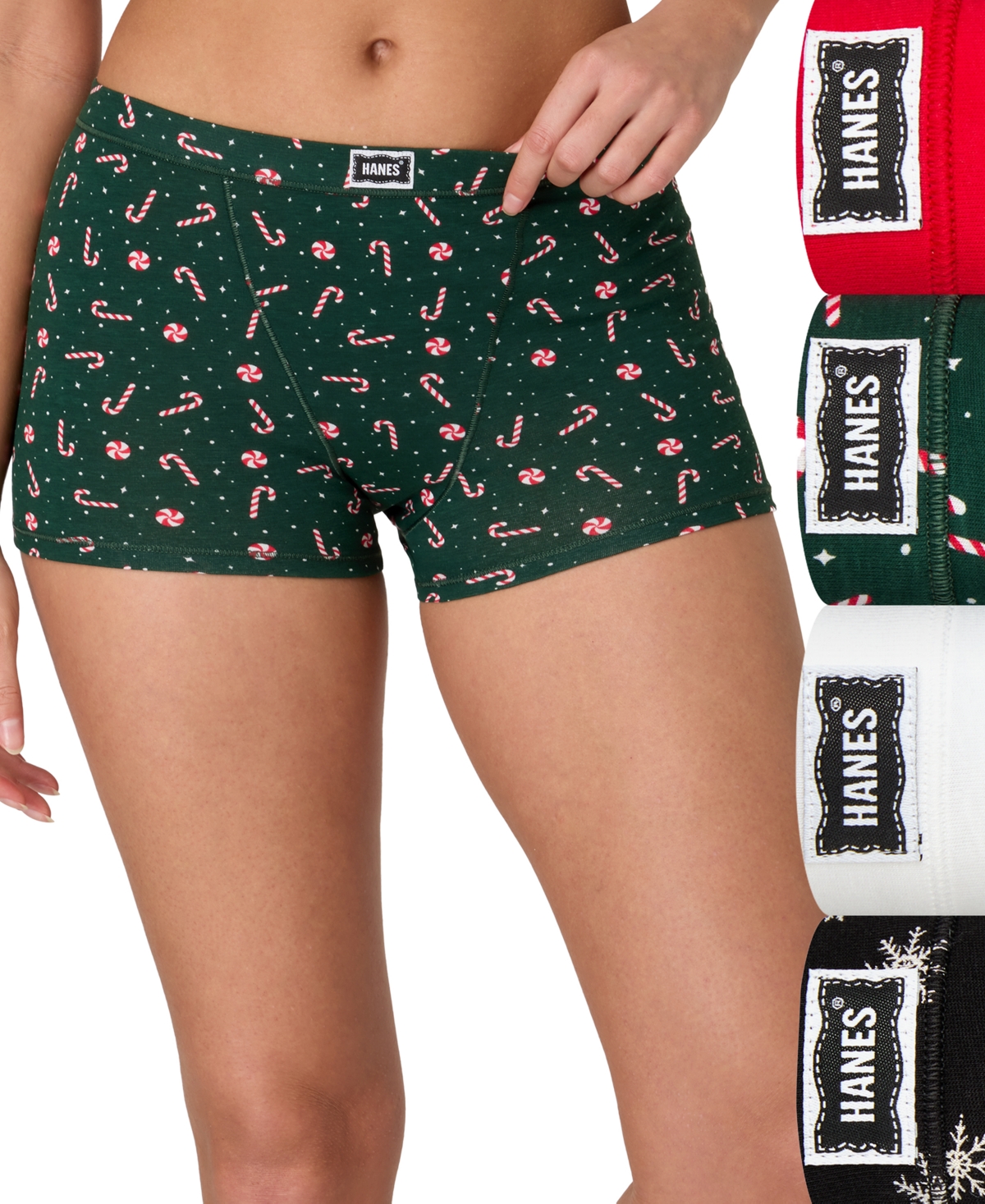 Hanes Women's 4-piece Boxer Brief Underwear Assorted Bonus Pack In Green