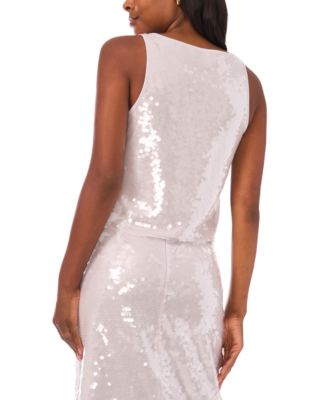 Women's Sleeveless Embellished Sequin Top