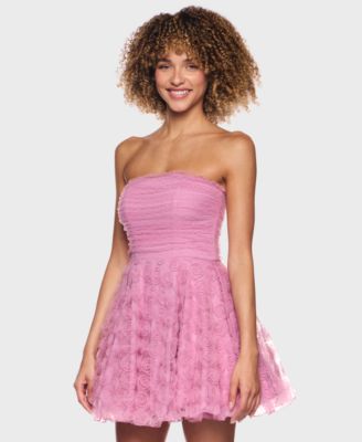 Junior's Pleated Bodice Strapless Party Dress