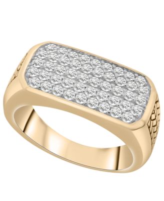 Macy's - Men's Diamond Ring (1/4 ct. t.w.) in 14K Gold Plated Over Sterling Silver