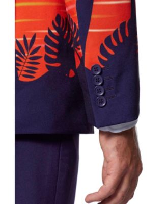 Men's Suit - Summer Sunset Party Outfit - Slim Fit - Purple - Orange and Black - Includes Blazer, Pants and Tie