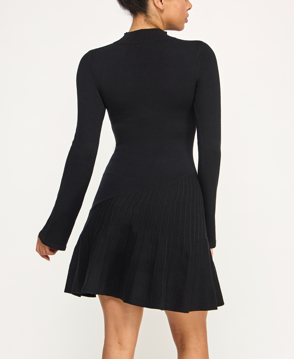 Invitee Juniors' Long Sleeve Asymmetric Skater Skirt Sweaterdress
