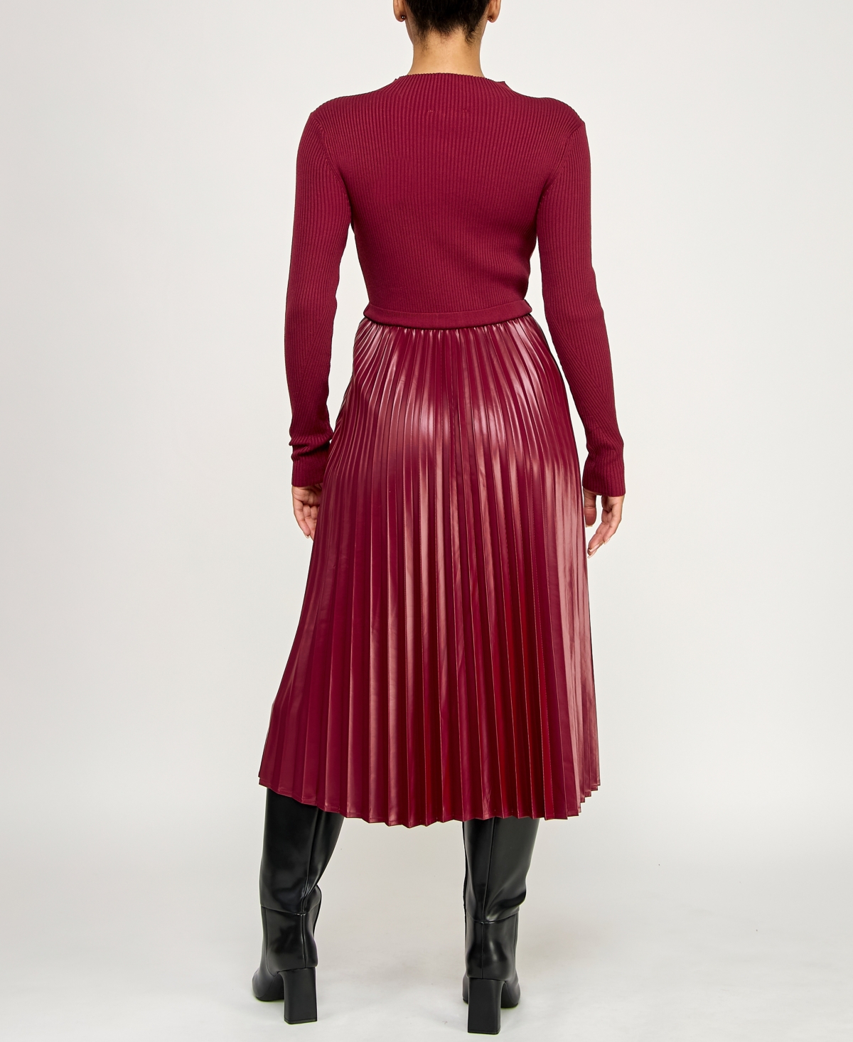 Invitee Juniors' Mock Neck Sweater Midi Dress In Red