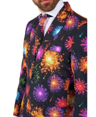 Men's Suit - NYE Fireworks Outfit Slim Fit - Black - Yellow