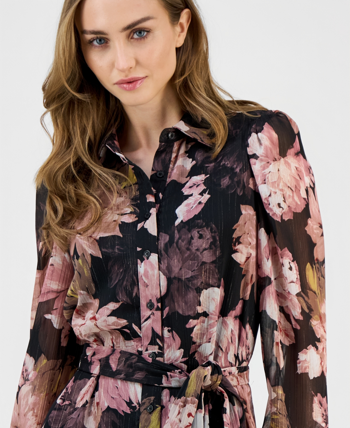 Anne Klein Printed Shirtdress In Animal Print