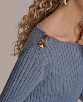 Women's Long Sleeve Button Detail Sweater