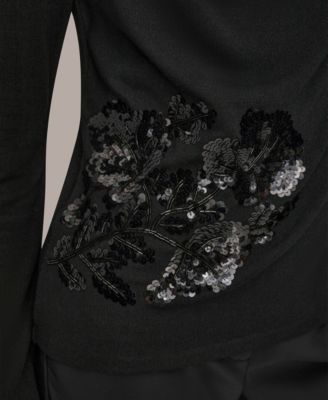 Women's Floral Detail Long Sleeves Relaxed Top