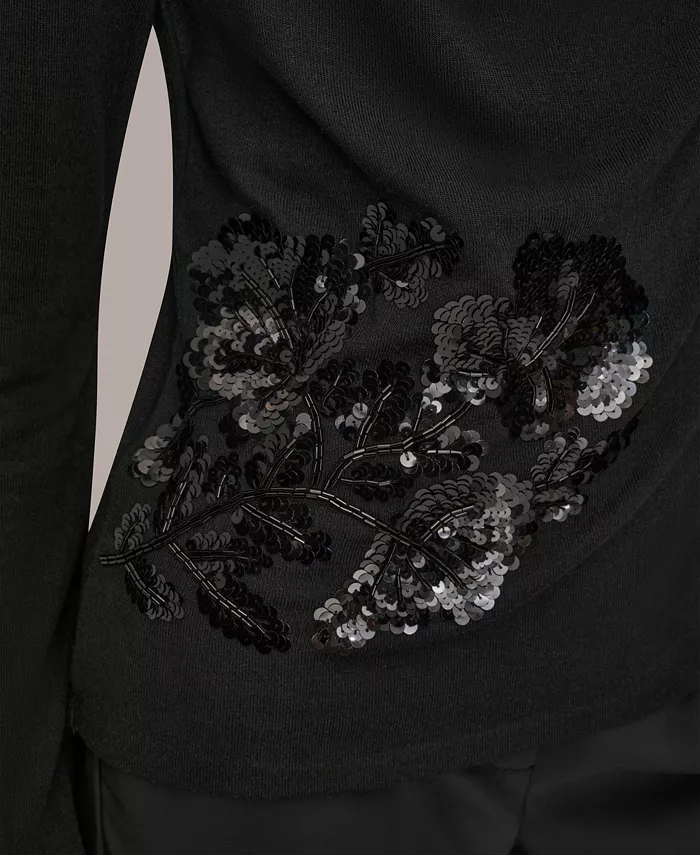 Women's Floral Detail Long Sleeves Relaxed Top - thumbnail 10