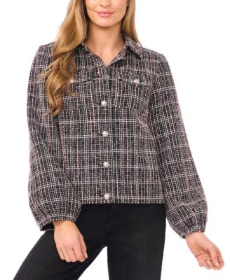 CeCe - Women's Balloon Long Sleeve Chest Patch Jacket