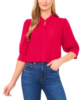 Women's 3/4-Sleeve Collared Button-Down Top