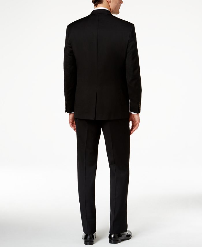 Lauren Ralph Lauren Solid Black Pure Wool Big and Tall Vested Suit - Macy's