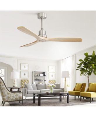 52-inch Modern Sand Nickel 3 Blades Walnut Ceiling Fan with 6 Speed Remote control and Timing and Forward Reverse Rotation Function for Indoor