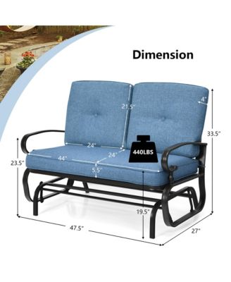 Patio Swing Glider Chair Rocking Loveseat Bench for 2 Persons with Blue Cushions