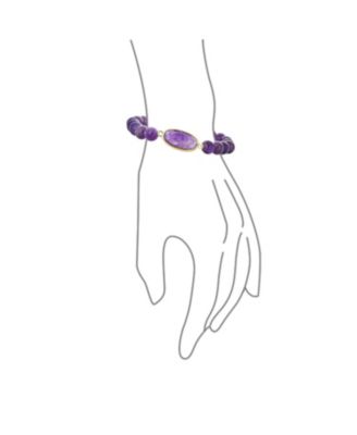 Set of 2 Boho Faceted Large Center Natural 8MM Ball Bead Stone Stretch Bracelet