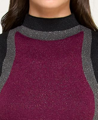 Juniors' Sleeveless Mock Neck Midi Sweater Dress