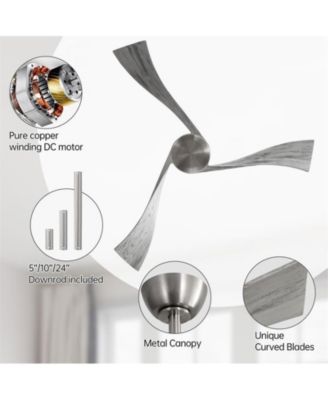 52-inch Modern Sand Nickel 3 Solid Wood Blade Ceiling Fan with Six Speed Remote Control and Forward Reverse Function