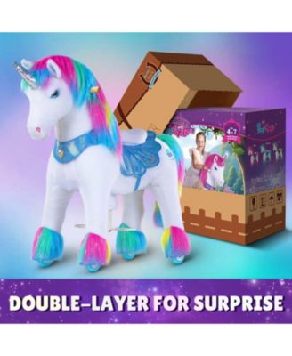 Model Y Rainbow Unicorn Rideable Toy for Age 4-7