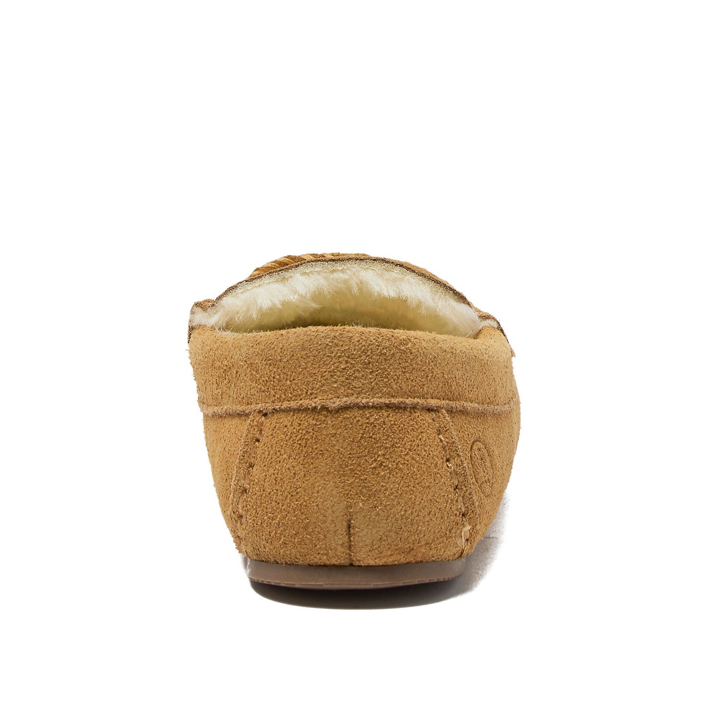Женские тапочки Lands' End Fuzzy Lined Suede Moccasin Slippers, цвет: Рыжевато-коричневый замшевый — фото 4