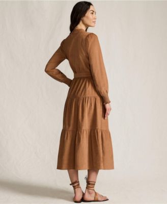 Women's Pinwale Cord Smocked Sleeve Maxi Dress