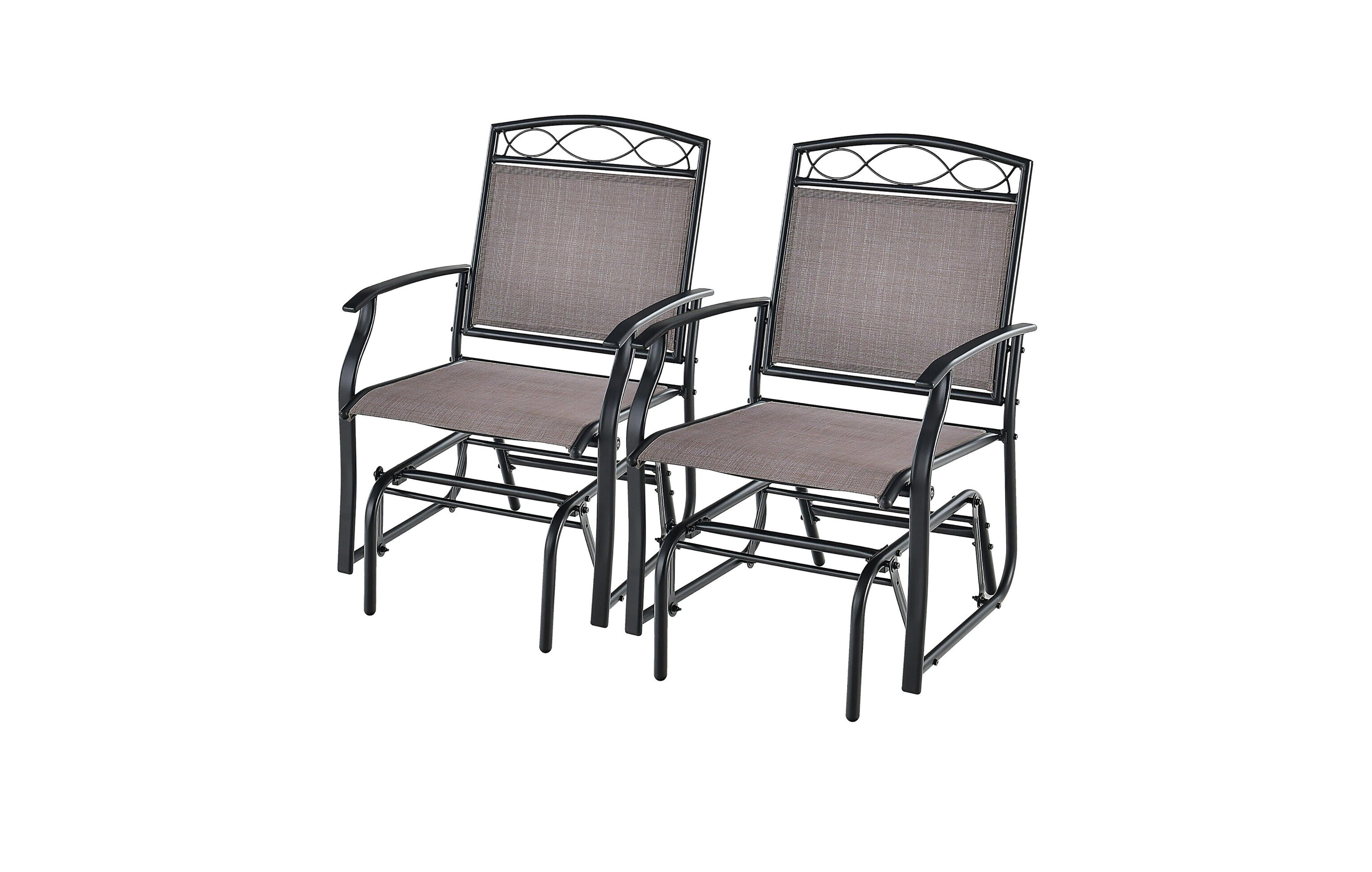 Gymax Patio Swing Glider Chairs Set of 2 Outdoor Metal Glider Armchairs Garden Poolside