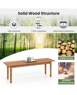 Solid Wood Dining Bench Entryway Bench w/ Rubber Wood Legs for Bedroom Oak