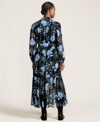 Women's Chiffon Tiered Long Sleeve Maxi Dress