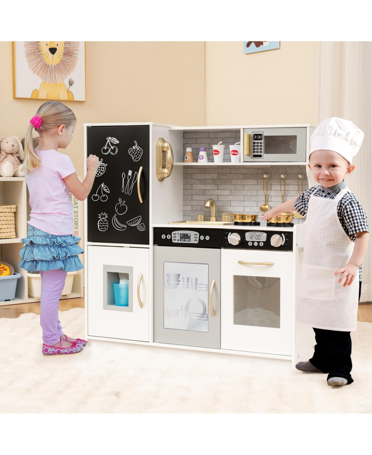 Sugift Toddler Pretend Play Kitchen for Boys and Girls 3-6 Years Old
