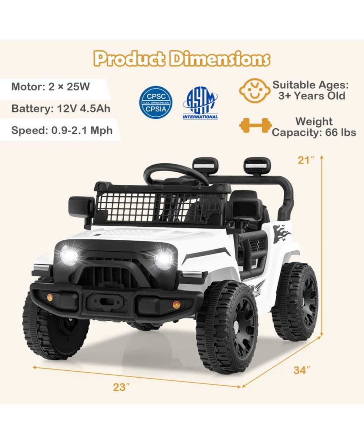 Sugift 12V Kids Ride on Truck Car Battery Powered Electric Vehicle