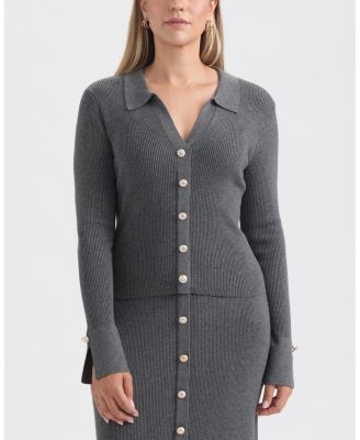 Women's Rib Knit Polo with Button Detail