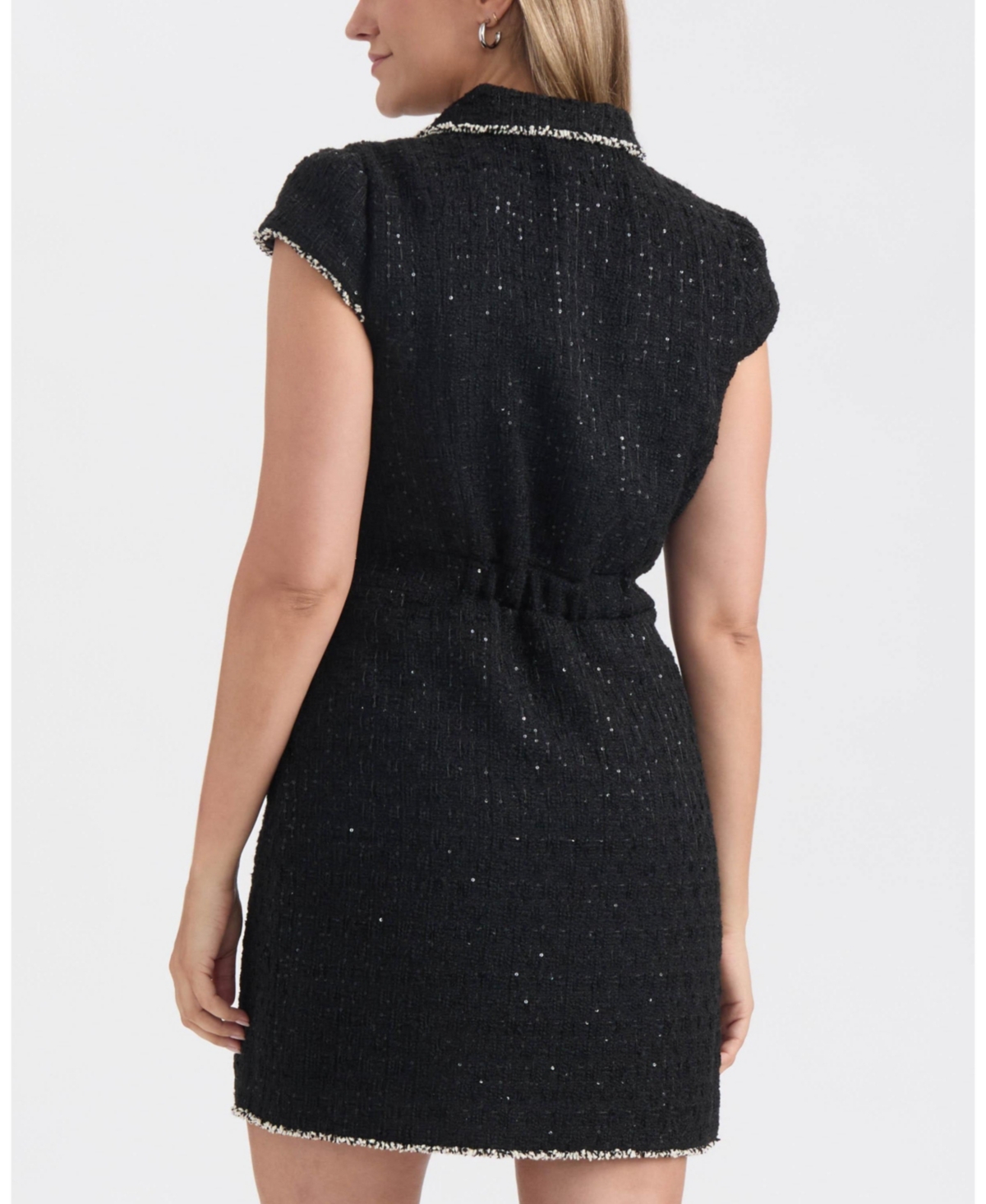 Ellen Tracy Women's Cap Sleeve Tweed Dress In Black