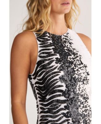 Women's Zebra Ombre Sequin Mini Dress