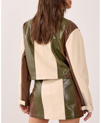 Women's Panelled Faux Leather Biker Jacket