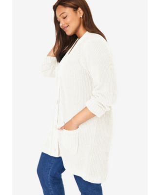 Plus Size Within Button-Front Shaker Cardigan