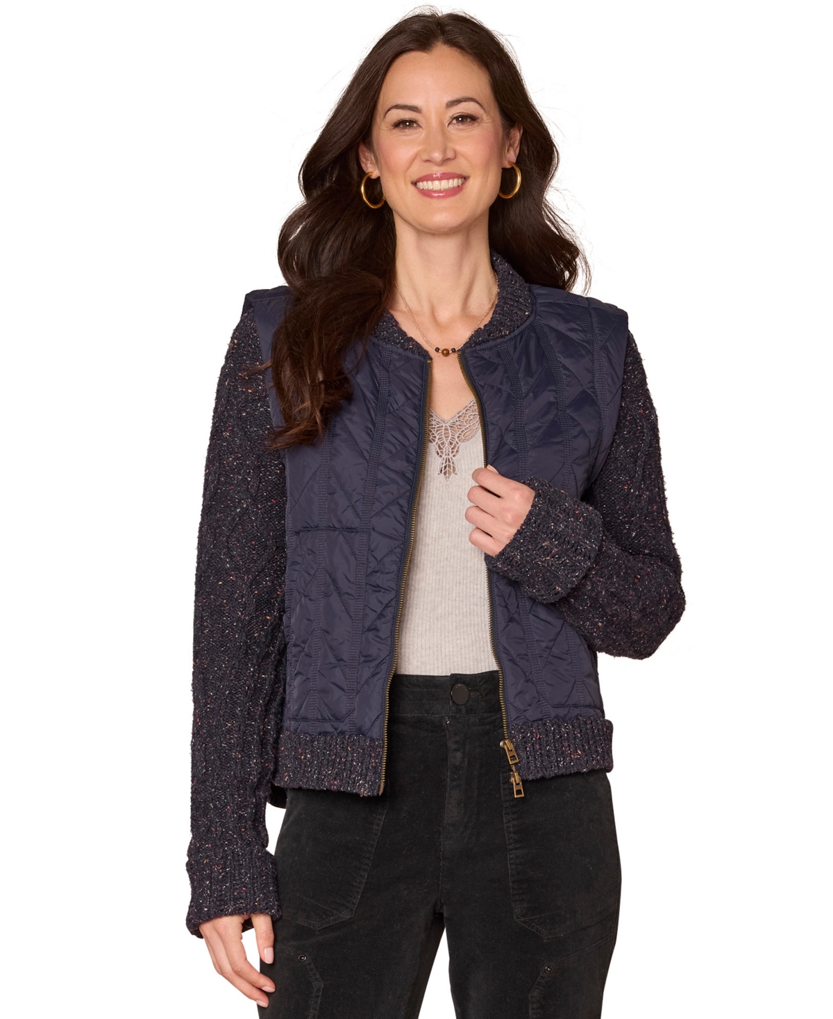 Democracy Women's Sleeveless Stand Collar Vest In Blue