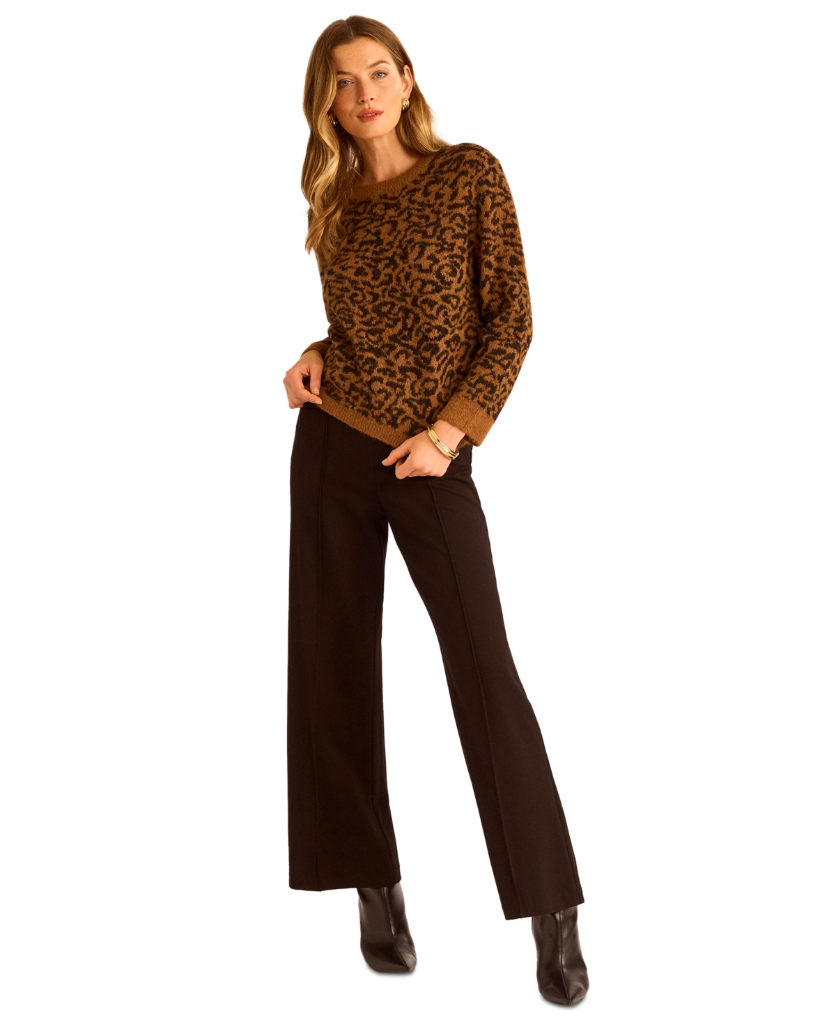Vince Camuto Women's Wide Leg Center Seam Pants In Brown
