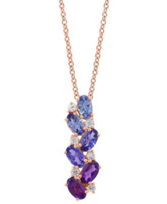 EFFY Collection - White Sapphire (3/20 ct. t.w.) Amethyst (2/5 ct. t.w.) and Tanzanite (1 ct. t.w.) Necklace in 14K Rose Gold