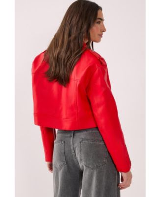 Women's Faux Leather Boxy Biker Jacket