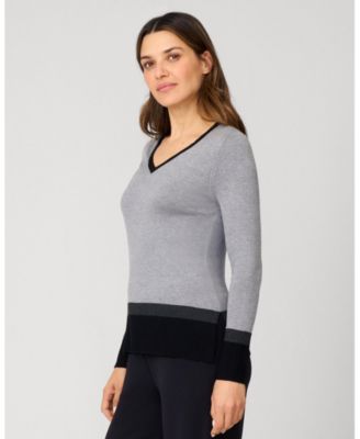 Women's Colorblock V-Neck Rib Tunic Sweater
