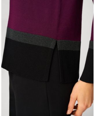 Women's Colorblock V-Neck Rib Tunic Sweater
