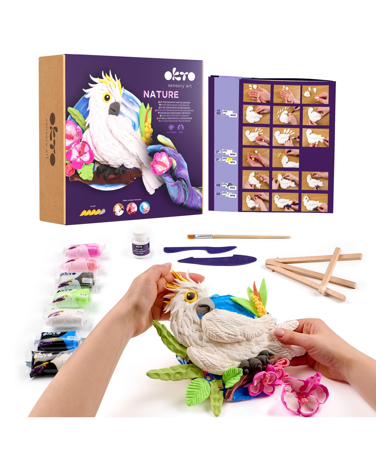 Okto Air-Dry Clay 3D Painting Kit – 3D Cockatoo (11.4 x 11.4 in)
